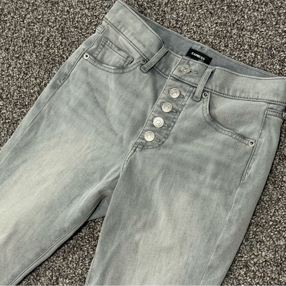 Express Button Fly Light Gray Denim - image 2